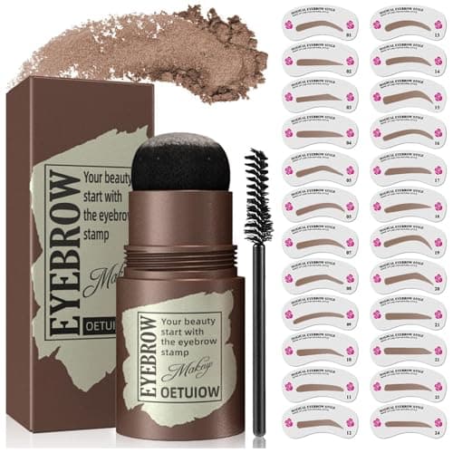 Eyebrow Stamp and Eyebrow Stencil Kit, Eye Brow Stencil Kit for Beginners 24 Reusable and Washable Eyebrow Shaping Kit, Brow Stencil and Stamp Kit Smudge-Proof & Long-Lasting (Medium Brown) — image 1