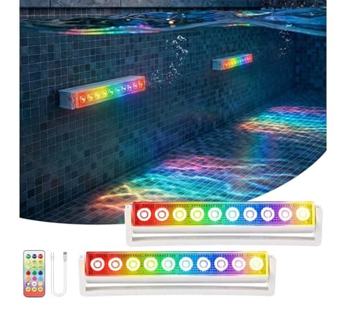 Orbecco Underwater Pool Lights, IP68 Waterproof Submersible Pool Led Lights with 13 Lighting Modes, Rechargeable Pool Light with Remote Control and Timer, Pool Lights for Above Ground Inground Pools — image 1
