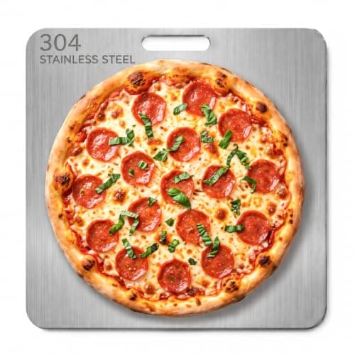 OAKJAR 16" x 16" Pizza Steel for Oven, 304 Stainless Steel, 3/16 Inch | No Seasoning Required, Rust-resistant, Oval Handles, Easy to Clean, Pizza Baking Steel for Bread, Roasting, High-Heat Baking — image 1