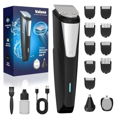 Valano Beard Trimmer Hair Clippers for Men All-in-One Self-Sharpening Electric Men's Cordless Rechargeable Mustache Grooming Kit Gift for Ear Nose Body Public — image 1