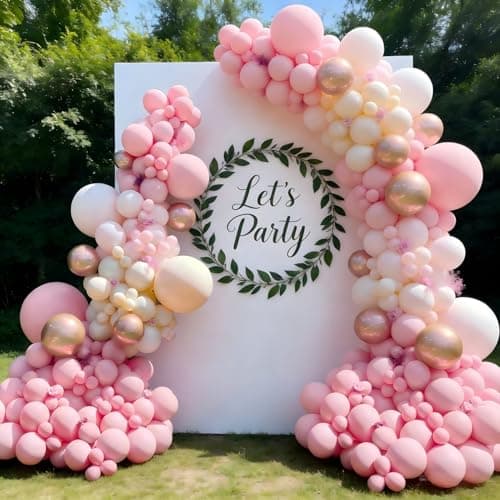 Valentines Day Decorations Pink Balloon Garland Arch Kit 162Pcs Rose Gold Pink Balloon Arch Kit for Girls Birthday Wedding Princess Theme Bridal Shower Galentines Day Decor — image 1