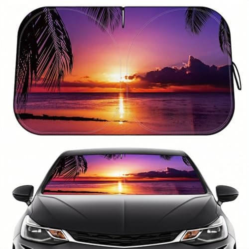 Car Windshield Sun Shade - Reflector Sunshade Offers Ultimate Protection for Car Interior, Cool Reflective Sun Blocker Fits Small Sedans, Mini SUVs