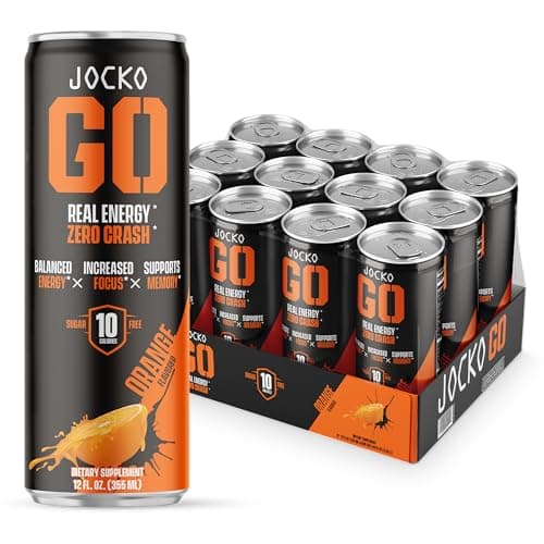 Jocko GO Energy Drink (Afterburner Orange) - Keto, Vitamin B12, Vitamin B6, Electrolytes, L Theanine, Magnesium- Energy Boost, Sugar Free Nootropic Monk Fruit Blend - 12 Pack — image 1