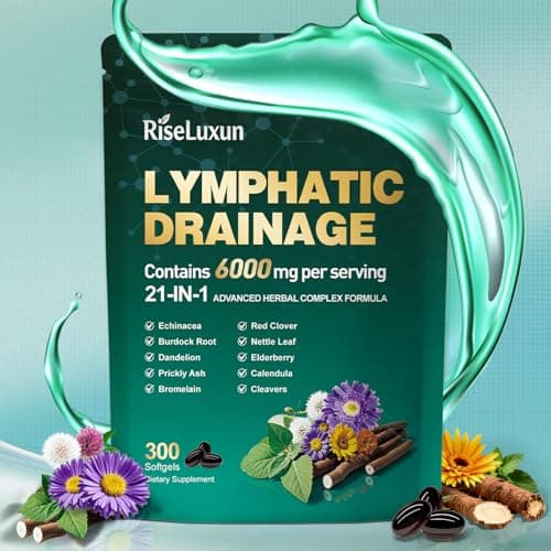 21-in-1 Liposomal Lymphatic Drainage Supplements, 100 Day Supply, 6000mg Lymph System Support for Women & Men with Echinacea, Dandelion, Burdock, Bromelain, Calendula, Turmeric & More, 300 Softgels — image 1