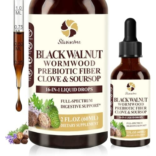 Starisetme Wormwood Black Walnut Cleanse for Humans Tincture – Max Strength Gut Health Prebiotics w/Clove, Soursop,Pumpkin Seed, Plus Vitamins, Minerals for Immune & Mood丨Women & Men- Vegan, Non-GMO — image 1