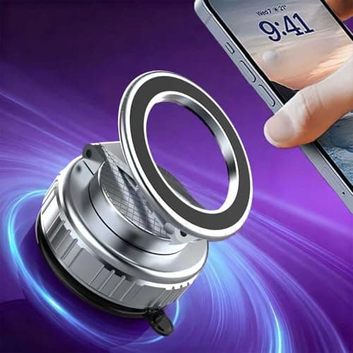 GEYUTHS Magnetic Vacuum Car Phone Holder with Strong Suction Cup 360° Adjustable Foldable Phone Mount Portable Phone Holders for Your Car/Gym/Mirror Mount for iPhone & Android