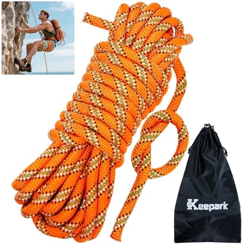 Keepark 10.5mm 1/2 Inch Static Climbing Rope - 32FT to 150FT - 9000lbs Arborist Tree Rope, Heavy Duty Rappelling Rope for Adults & Kids Rock Climbing, Fire Rescue, Escape, Caving, Sailing & Swing — image 1