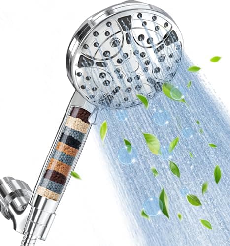 Filtered Shower Head with Handheld: High Pressure 8-Setting Showerhead for Hard Water, Detachable Extra Long 71" Hose, Filters Beads Reduces Chlorine for Dry Skin & Hair, Power Wash for Tub Tile Pets — image 1