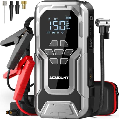ACMOUNT D18 6000A Jump Starter with Air Compressor 150PSI, 12V Jump Box | Car Jumper Starter Portable(All Gas/10.0L Diesel) with Jump Cables, Tire Inflator, 800LM Flashlight, Power Bank, Gift for Men — image 1