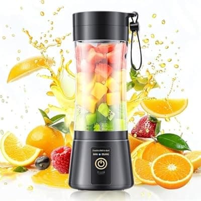 Portable Blender, Cordless Personal Smoothie Blender with USB Rechargeable & 6 Blades, Compact Mini Juicer Powerful Blending for Shakes Fruits Veggies Travel Home Office Gym Camping