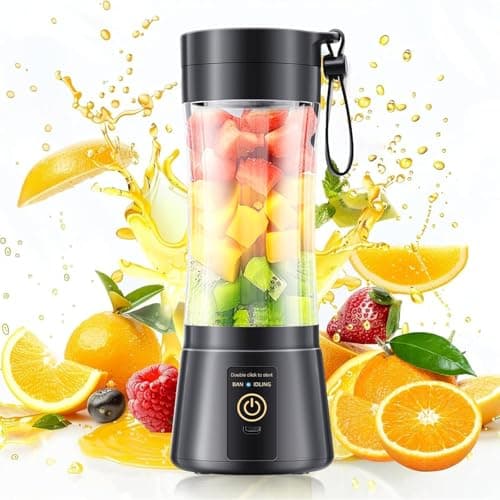 Portable Blender, Cordless Personal Smoothie Blender with USB Rechargeable & 6 Blades, Compact Mini Juicer Powerful Blending for Shakes Fruits Veggies Travel Home Office Gym Camping — image 1