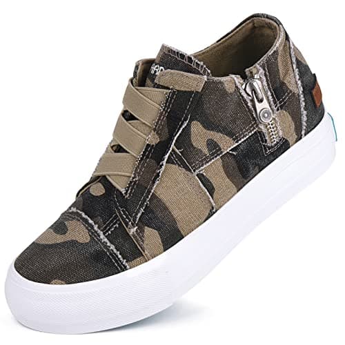 JENN ARDOR Wedge Sneakers for Women Fashion Canvas Shoes Casual Platform Hidden Heel Womens Slip On Sneaker Non Slip Side Zipper — image 1