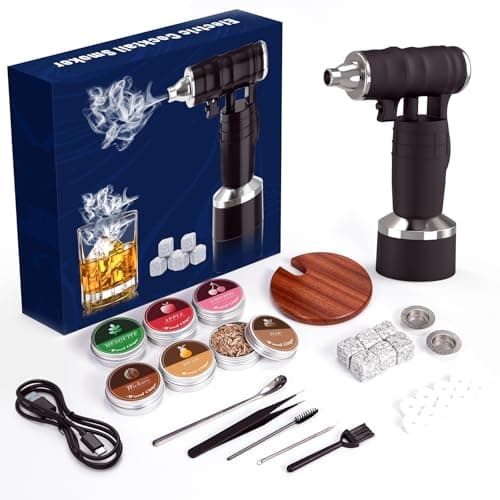 Electric Cocktail Smoker Kit - Rechargeable Whiskey Smoker Kit with Smoking Gun, Old-Fashioned Bourbon Smoker, Cold Smoker, Food Smoke Gun, Smoked Drink infuser, 6 Wood Chips,Butane Not required,Black — image 1