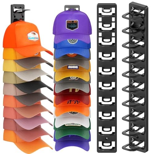 HeQe Hat Organizer for Baseball Caps 2 Pack, Hat Rack for Wall, Hat Storage, Hat Holder with Strong Adhesive and Screws (Black) — image 1