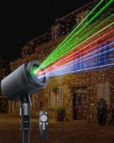 Enjoyedled Christmas Projector Lights Outdoor,RGB 7-Color Combos, Black | 33ft RF Remote, IP65 Waterproof, 0.5/3/5/8H Timer, 4-Speed Modes, Indoor Base & Outdoor Stake for Home Garden Holiday Decor — image 1