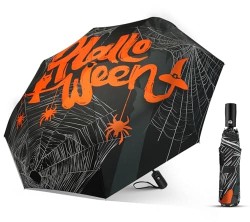 Natuquebrela Compact Automatic Umbrella Portable - Collapsible Travel Umbrella for Rain Strong Wind proof Lightweight Umbrellas Unique Halloween Decor — image 1