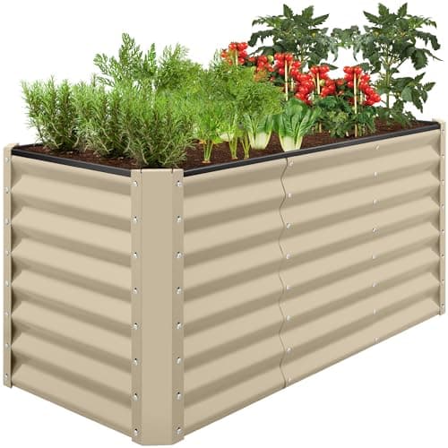 Best Choice Products 4x2x2ft Outdoor Metal Raised Garden Bed, Deep Root Box Planter for Vegetables, Flowers, Herbs, 119 Gallon Capacity, 100% Non Toxic Materials - Beige — image 1