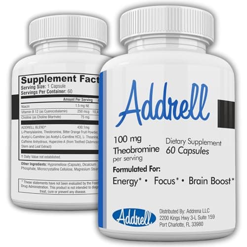 Focus Pep Addrell Energy Stimulant Pills- Natural Brain Alternative Adults | Nootropic Supplements & Cognitive Enhancer Substitute to Elevate Mental Focus, Memory, Alertness & Study Fatigue, 60 capsules — image 1