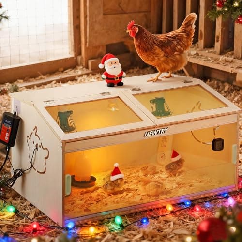NEWTRY Chicken Brooder Box 32” Intelligent Sliding-Door Chick Brooder with 3 Heating Lamp, 1 Temp Controller, 2 Types of Thermometer Brooder Box up to 35 chicks Quail Birds — image 1