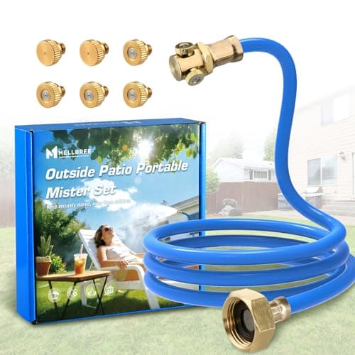 Mellbree Misters for Outside Patio, Standing Outdoor Hose Misting Cooling System, Portable Water Mister for Patio, BBQ, Pool, Garden, Bird Bath, Tanning, Mist Sprinkler for Plants, 80 Inch Blue — image 1