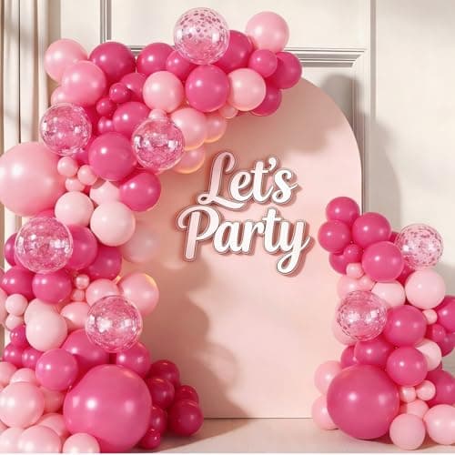 Rose Red Pink Balloon Arch Garland Kit, 143 Pcs Hot Pink Confetti Rose Red Balloons for Women Girls Valentine's Day Mother's Day Wedding Engagement Anniversary Party Decoration Supplies — image 1