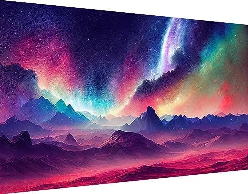 ijbnhd Large Diamond Painting Kit for Adults- Large Diamond Art Kits for Adults, Aurora Mountain Full Drill Round Gem Art for Crafts Home Wall Decor Gift 27.5 X 15.7inch — image 1