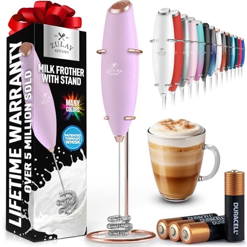 Zulay Kitchen Patented Tornado Triple Whisk Milk Frother with 4 Duracell Batteries – Handheld Foam Maker for Coffee, Lattes, Matcha & Hot Chocolate – Rich, Creamy Froth in Seconds - Rose Gold — image 1