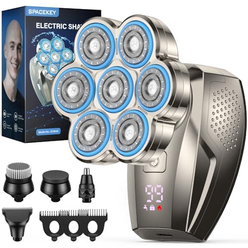 7D Head Shavers for Bald Men, 5-in-1 Magnetic Detachable Head Shaver, IPX7 Waterproof Electric Razor for Wet/Dry Use, Shaving Grooming Kit for Balder, LED Display, Type-C Charge — image 1