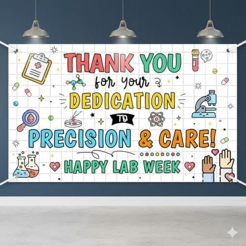 Wollmix Lab Week Decorations Banner - 70.8x35.4 Inch Thank You for All You Do Sign for Laboratory Workers, We Appreciate You Party Backdrop Decor Photography Supplies Photo Booth Background — image 1