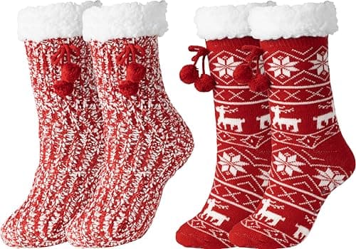 BenSorts Women Non Slip Winter Thick Slipper Socks with Grippers Warm Fuzzy Socks Christmas Gifts — image 1