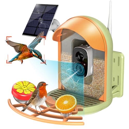 Bird Feeder with Camera, 2K HD Camera Birds Feeder with AI Recognition, Solar Powered Birdfeeder Cam with Night Vision, IP65 Outdoor Backyard Birds Watching, Gift for Bird Lovers – Light Green — image 1