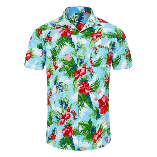 Big and Tall Men's Hawaiian Shirts - Short Sleeve Tropical Floral Button Down, Casual Summer Beach Wear — image 1