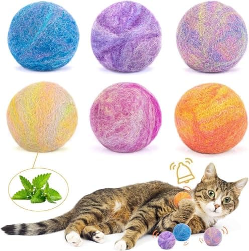 Retro Shaw Catnip Balls with Bell Inside - 6 Pcs Interactive Catnip & Silvervine Cat Toys, Durable Wool Balls for Indoor Cats, Kitten Teething Toys, Natural Catnip Toys for Bored Cats — image 1