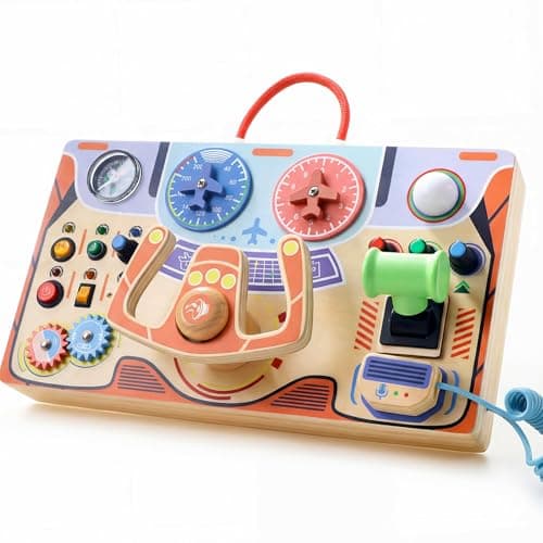 Montessori Busy Board for Toddlers 2-4|Wood LED Sensory Steering Wheel Toys — image 1