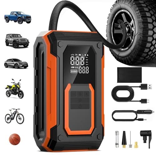 Cordless Tire Inflator Portable Air Compressor with Gauge for Car Tires | Fast Inflator 35L/Min, Dual Power Modes, Auto Shut Off, LED Light, car accessories, for Cars Motors Bikes Balls Pickup Truck — image 1