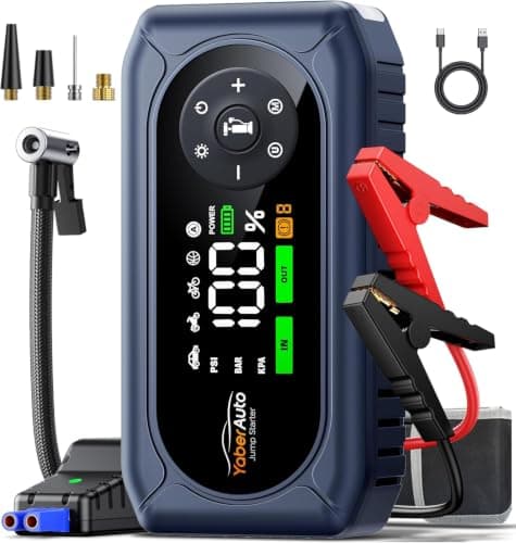 YaberAuto 5000A Car Jump Starter with Air Compressor, 150PSI Tire Inflator | Car Battery Jumper Starter Portable (9L Gas/8L Diesel) 12V Jump Box Pack Jumper Cables, 18W Fast Charge, 800LM Light, Compact — image 1