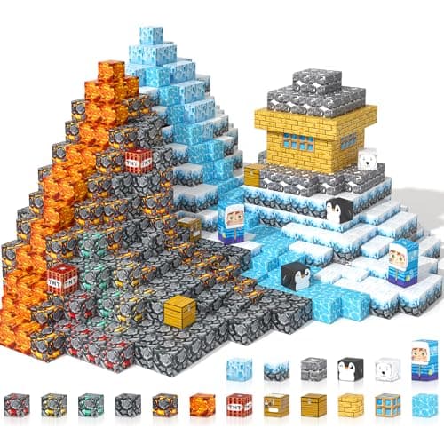 Gooidea Large Magnetic Blocks 110PCS Ice Fire World Inspired Playset Kids Magnet Toys 1 inch Building Cubes Magworld Add-on Building Craft Sensory Toys Game Gifts for Kids Ages 3-5 4-6 5-7 8-12 — image 1