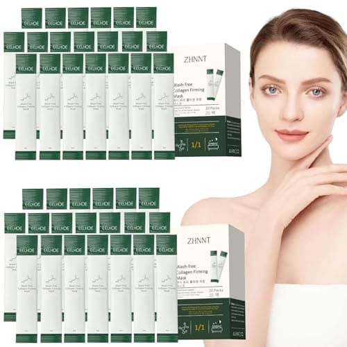 zhnnt 40 Pack Collagen Firming Face Mask,Wash-Free Firming Anti-Ageing Moisturising Face Mask,Smooth & Tight Skin,Facial Masks For Both Men And Women Of All Skin Types — image 1