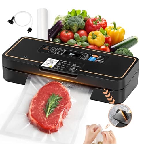 UPRUBE Vacuum Sealer for Food, 95kPa Food Saver Vacuum Sealer Machine, 135W Fast-Sealing with Easy Tear Cutter, Built-in Bag Storage, 9-in-1 Compact Food Vacuum Sealer Machine with 10 ft Bag Roll — image 1