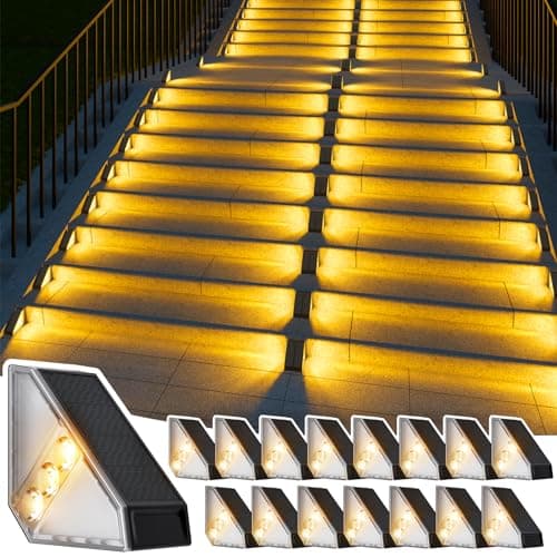 JSOT Solar Step Stair Lights Outdoor Waterproof for Yard Lighting Decor, 16 Pack Solar Powered Deck Fence Lights Outside, Solar Garden Light for Backyard, Front Porch Step, Balcony, Wall, Patio — image 1