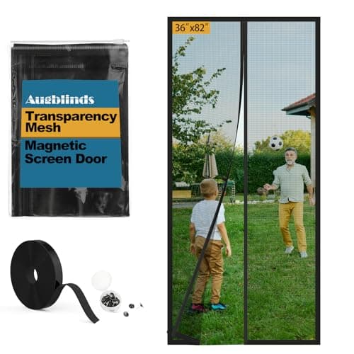 Augblinds Magnetic Screen Door Fits Door Size 36 x 82, Screen mesh Size 38 x 83, Clear Screen Door Mesh with Powerful Magnets & Windproof Hasp for Front Back Patio Doors, Keep Bugs Out — image 1