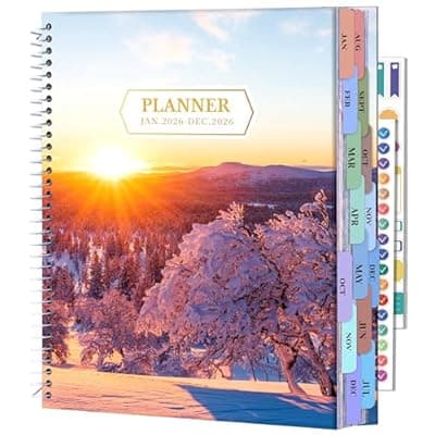 CAGIE 2026 planner Weekly and Monthly Jan 2026-Dec 2026 Hardcover Hourly Daily Planners for Women 26 Calendar Planner with Stickers Spiral Bound Yearly Agenda, 8.5 x 11