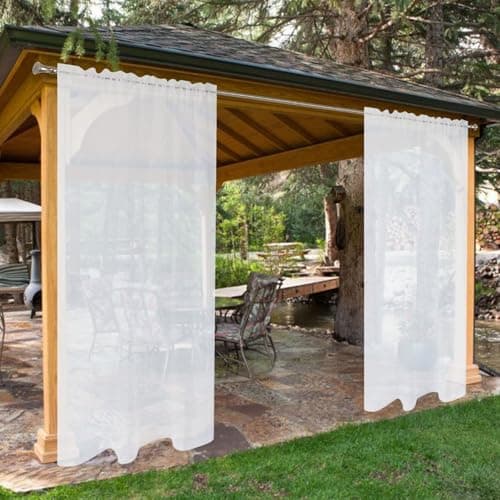 SpaceDresser Waterproof Outdoor Sheer Curtains for Patio - 4 Panels Rod Pocket Indoor Voile Sheer Curtain for Living Room,52W x 84L inch, White — image 1