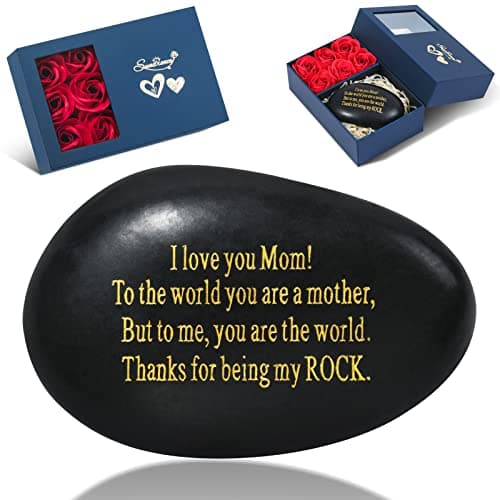 Mothers Day Gifts for Mom - I Love You Mom Gifts - Sentimental Unique Gifts for Mom from Son Daughter - Happy Mothers Day Handmade Funny Engraved Rock - You Are My Rock Gifts for Mother
