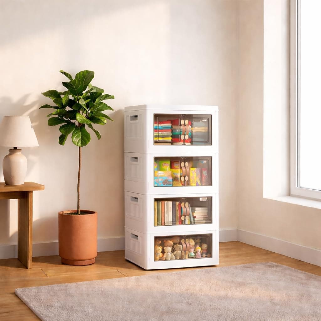 MOONEDGE 140 Qt Stackable Plastic Storage Bins