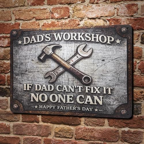 Funny Father‘s Day Gifts – 8x12'' Personalized Vintage Metal Sign, Best Gift Ideas for Dad, Husband, Grandpa, Stepdad – Retro Wall Decor for Man Cave, Garage, Workshop – Unique Gift from Daughter, Son, Wife