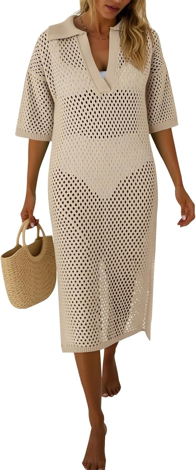 FISOEW Womens Crochet Swimsuit Coverup