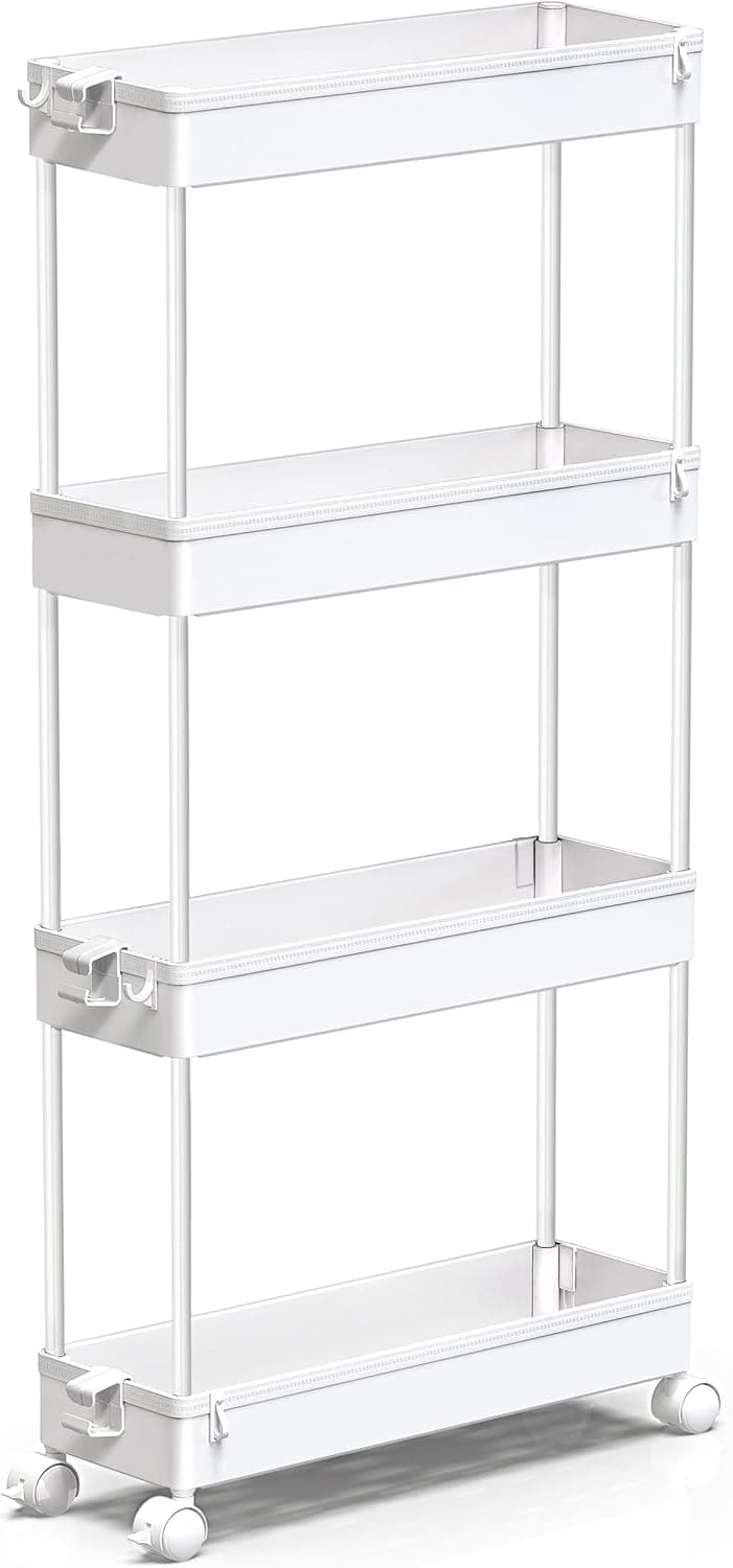 SPACEKEEPER Slim Rolling Storage Cart 4 Tier