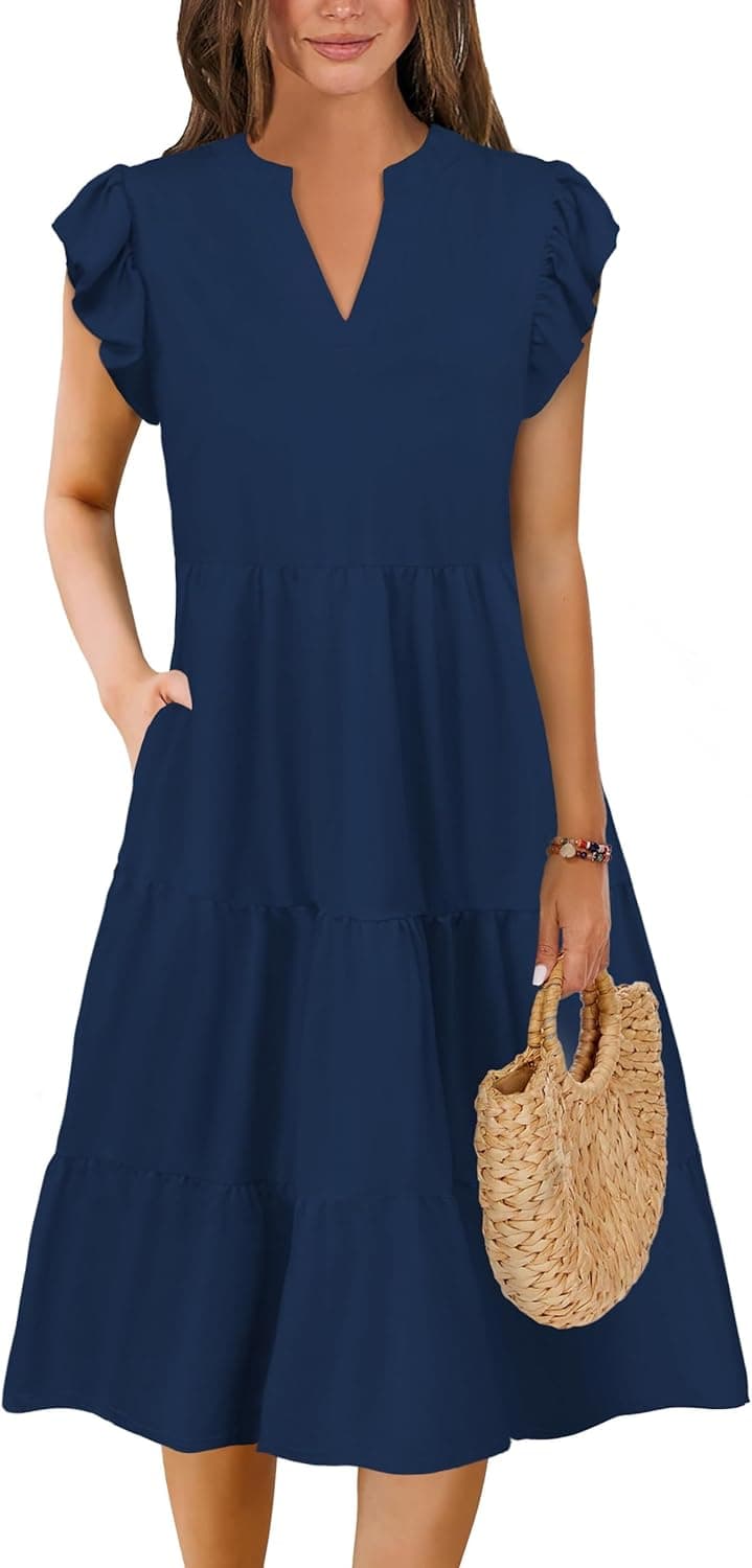 MIXSHE Womens Casual Midi Dress