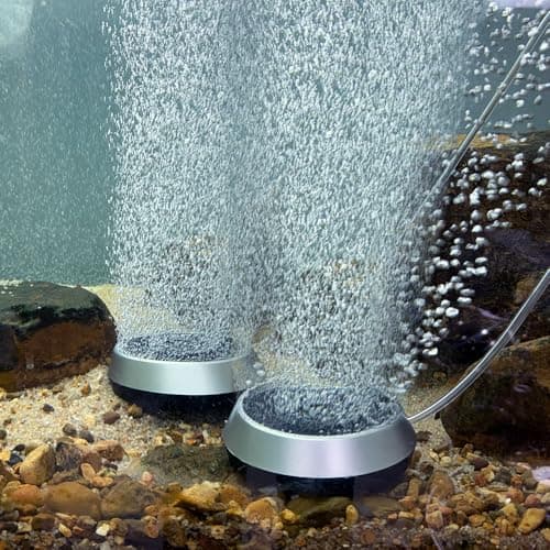 4.7 Inch Aquarium Air Stone Disc Bubble Diffuser Release Tool with 6Ft Air Tube, 2 Pieces Air Stones Oxygen Diffuser for Fish Tank, Ponds & Circulation System, Check Valve Hydroponic Aeration Bubbler — image 1